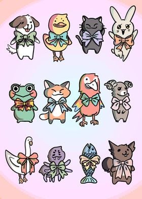 Cute Animals with Bows