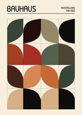 Bauhaus Fall Leaves Geometric Art Print