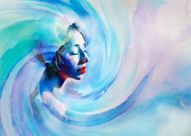 Woman in Blue Swirl