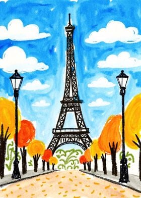 Eiffel Tower Watercolor