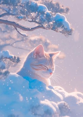 Cat in Winter Wonderland