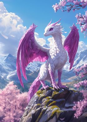 Pink Dragon on Mountaintop