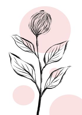 Nordic Pink Rose Illustration