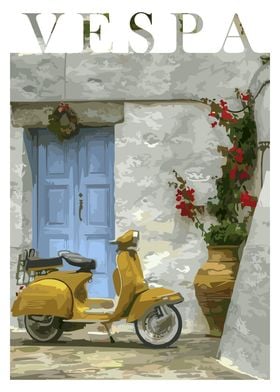 Yellow Vespa in Italy