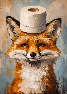 Fox with Toilet Paper Hat