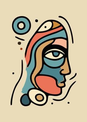 doodle Abstract Face Art