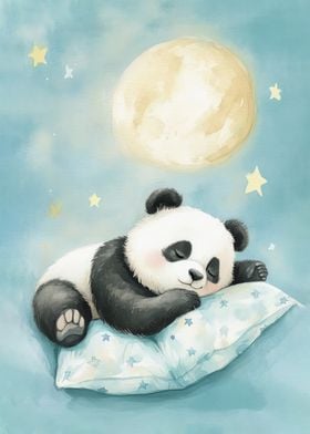 Sleeping Panda Under the Moon