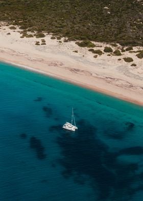 Catamaran in turquoise waters