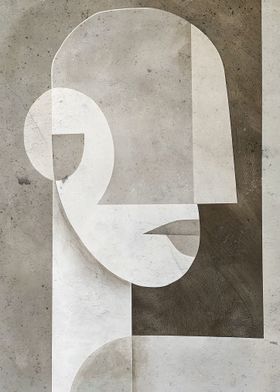 Abstract Face in Grey concrete Tones