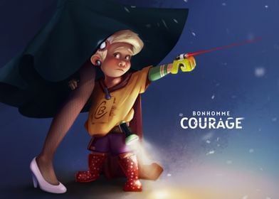 Brave Little Boy with Flashlight