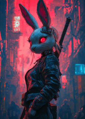 Cyberpunk Bunny Warrior