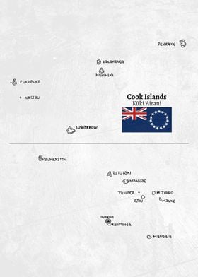 Handdrawn Map of Cook Islands