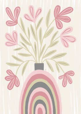 Rainbow Vase with Flowers