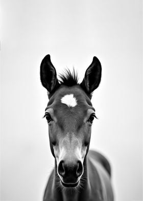 Black and White Horse Portrait