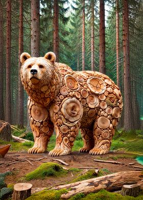 Wooden Bear Sculpture