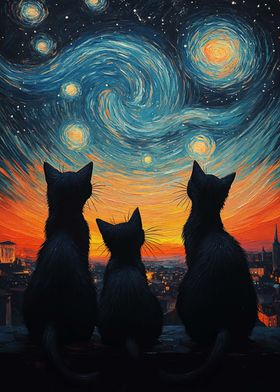 Cats & Starry Night