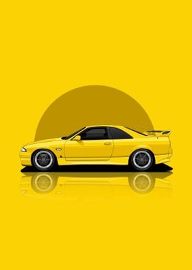 Yellow Nissan Skyline R33