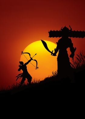 Rama and Ravana Silhouette