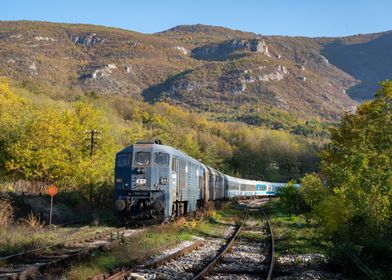 Train in Autumn Landscape