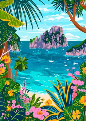 Tropical Island Seascape Capri Italy