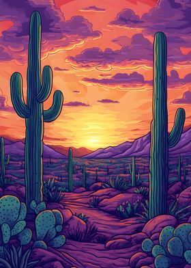 Saguaro National Park Arizona Painting Art