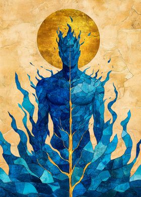 Blue Flame Djinn Desert Aura Art