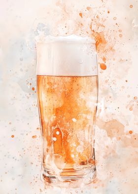 Refreshing Beer: Watercolor Style