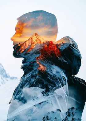 Mountain Man Double Exposure