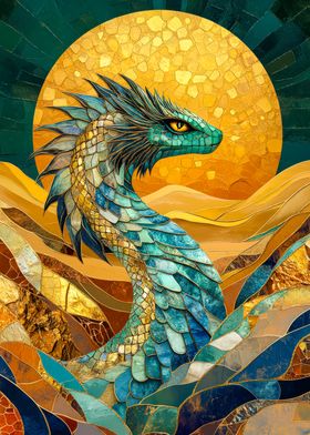 Mosaic Golden Serpent Desert Aura Art