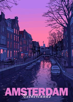 Amsterdam Canal Sunset