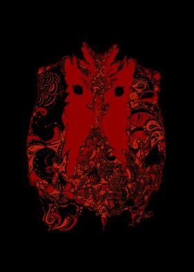 Ominous Red Owl Intricate Design