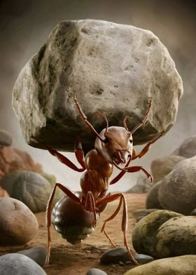 Ant Lifting Rock