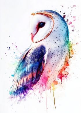 Colorful Owl Watercolor