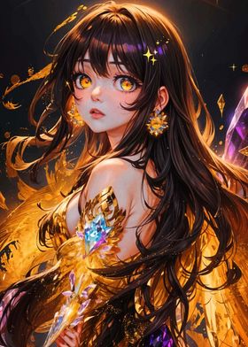 Anime Girl with Golden Attire