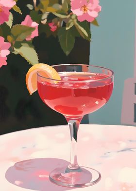 Pink Cocktail with Lemon