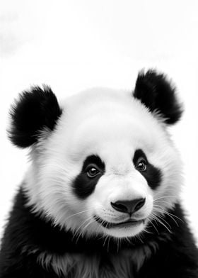 Black and White Panda Portrait