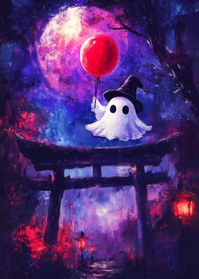 Ghost with Balloon at Torii Gate