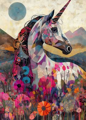 Unicorn in a Floral Field