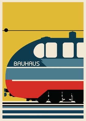 Mid Century Train Poster Bauhaus Print