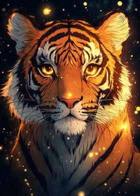 Tiger in the Night Illuminated