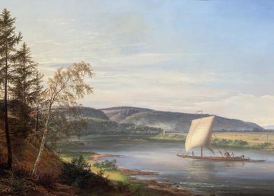 River Landscape with Sailboat