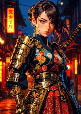 Samurai Woman in City