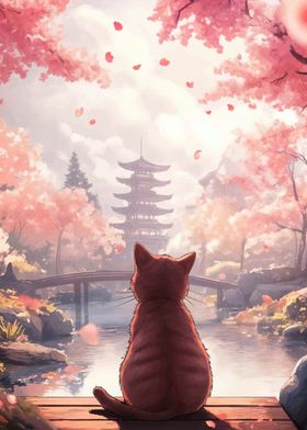 Cat in Japanese Garden