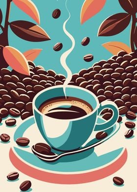 Coffee Cup and Beans