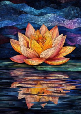 Water Lily Reflection Stained Glass Art