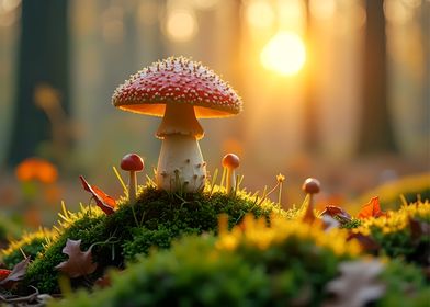 Red Mushroom in Forest