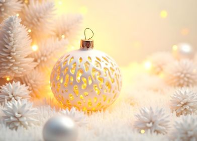 White Christmas Ornament with lights