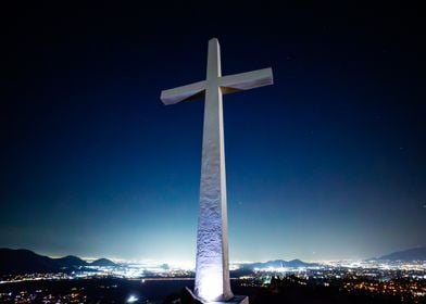 Cross Against Night Sky