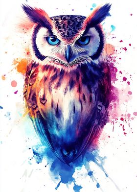 Colorful Owl Watercolor