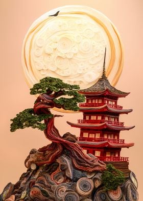 Papercraft Pagoda & Bonsai